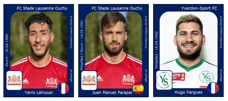 Spieler der Saison - Promotion League 2018/19 - Yanis Lahiouel, Juan Manuel Parapar, Hugo Fargues