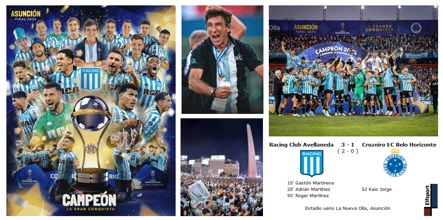 #CopaSudamericana, #LigaProfesional, Argentinien, Elfsport News - Racing Club gewinnt Copa Sudamericana in Asunción - 23.11.2024